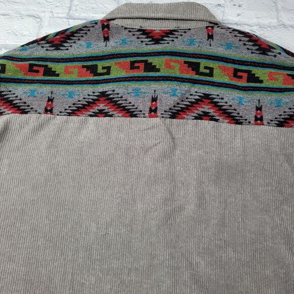 Davi & Dani Gray Wide Wale Corduroy with Southwestern Yoke Shacket size 1XL - Picture 6 of 16